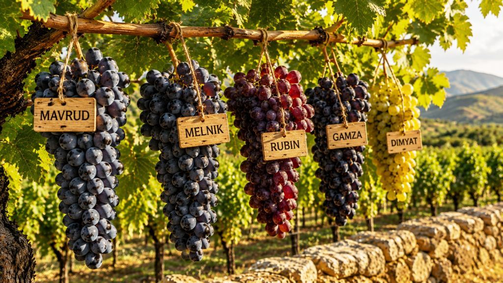 Bulgarian Grape Varieties – Mavrud, Melnik, Rubin, Gamza and Dimyat | Bulwine.com Bulgarian indigenous grape varieties Mavrud, Melnik, Rubin, Gamza and Dimyat, showcasing the diversity of Bulgaria’s native wine grapes